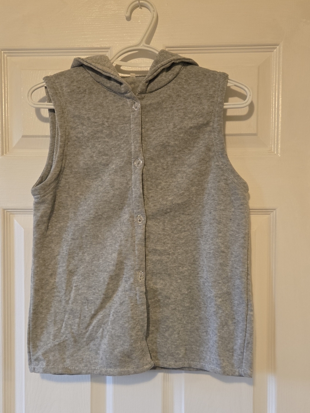 Kids' Gray Sleeveless Hooded Button-Front Top